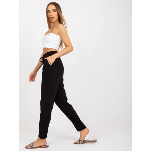 Black fabric trousers with straight legs SUBLEVEL