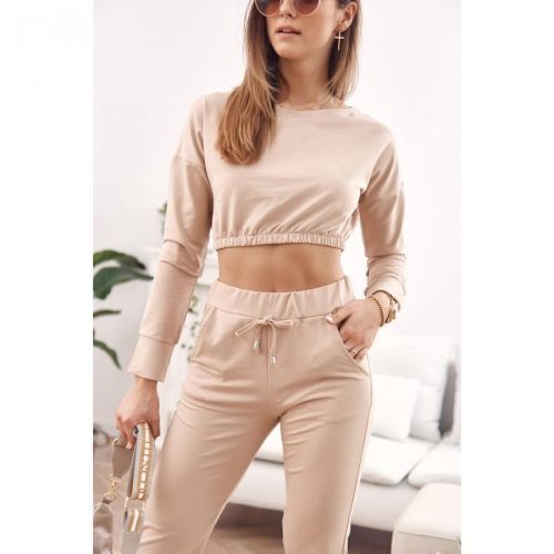 Basic beige sports tracksuit set