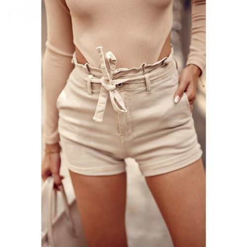 Beige denim shorts