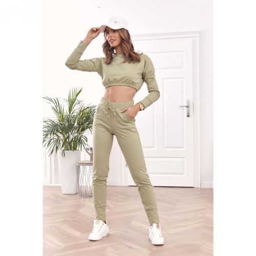 Basic khaki sports tracksuit set