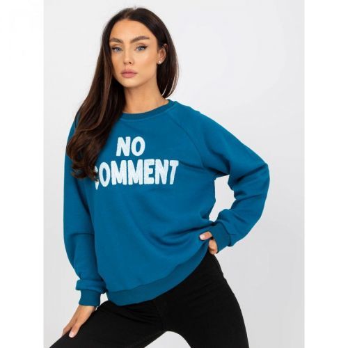 Marine sweatshirt without a hood with the word RUE PARIS