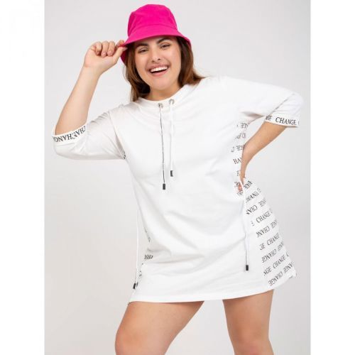 Plus size white mini dress with inscriptions