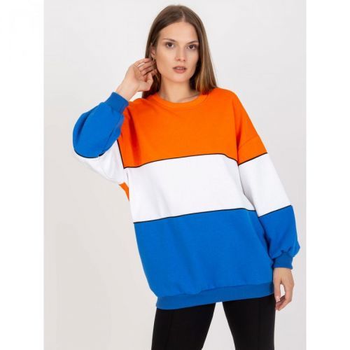 RUE PARIS basic oversize orange and blue sweatshirt