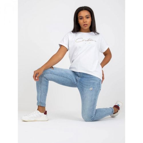 White plus size t-shirt with a round neckline