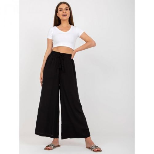 Black wide pants made of fabric with pockets SUBLEVEL