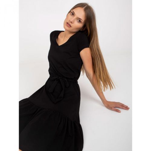 Black basic dress with a frill RUE PARIS