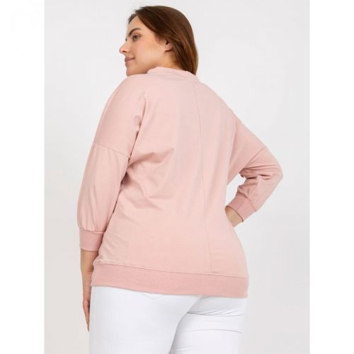 Plus size dusty pink blouse with 3/4 sleeves and a print