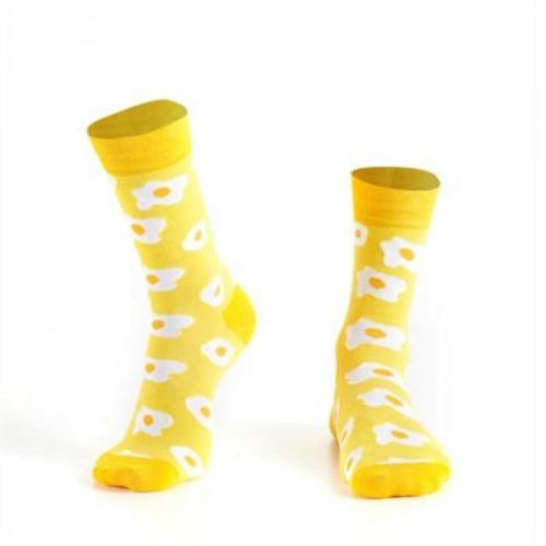 Yellow women's socks with eggs