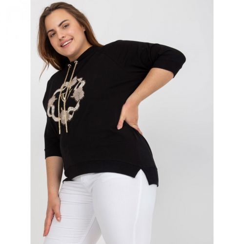 Black women's plus size blouse with 3/4 sleeves