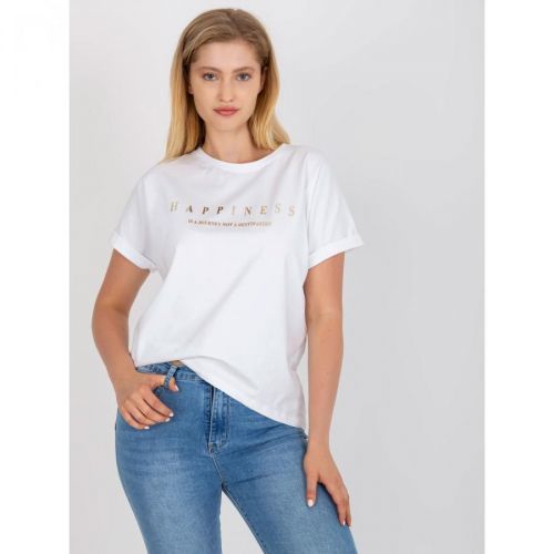 White cotton plus size t-shirt with short sleeves