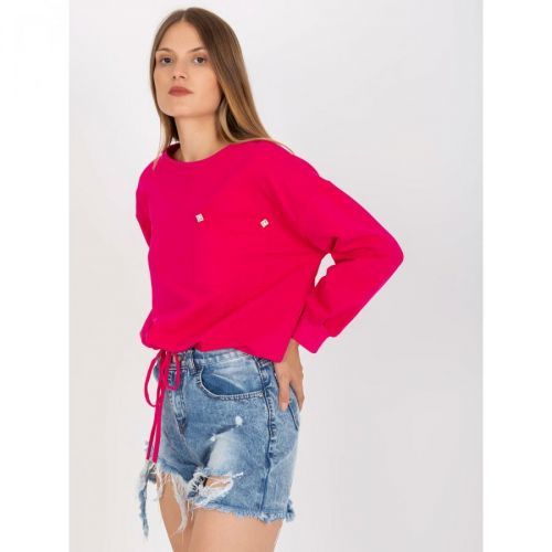 Fuchsia sweatshirt without hood with RUE PARIS welt