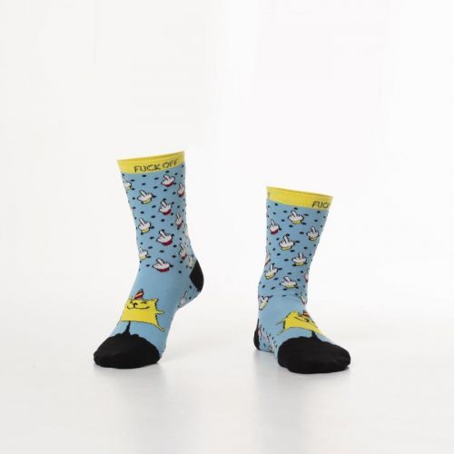 Blue women's socks with patterns