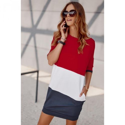 Loose navy blue dress tied on the back