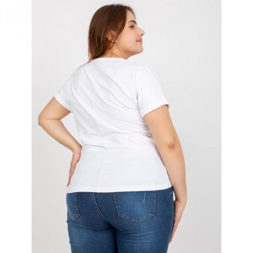 White plus size t-shirt with a print