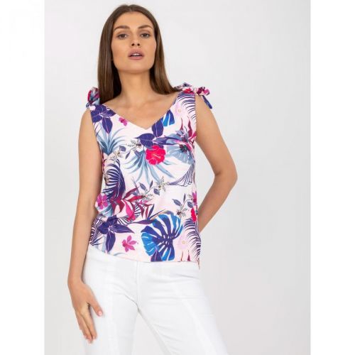 Light pink top with summer RUE PARIS print