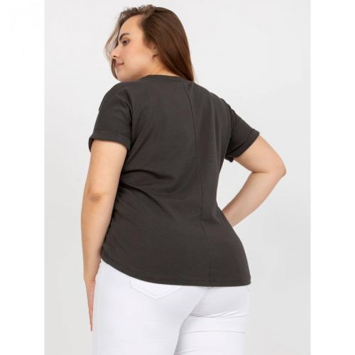 Khaki asymmetrical plus size cotton t-shirt