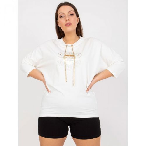Ecru plus size blouse with application and print