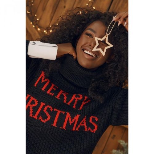 Loose Christmas black turtleneck sweater