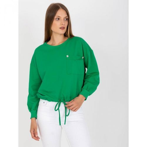 Green sweatshirt without a hood with a RUE PARIS pocket