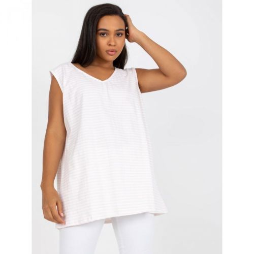 White and pink plus size cotton top