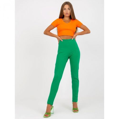 Green basic leggings with a slit RUE PARIS