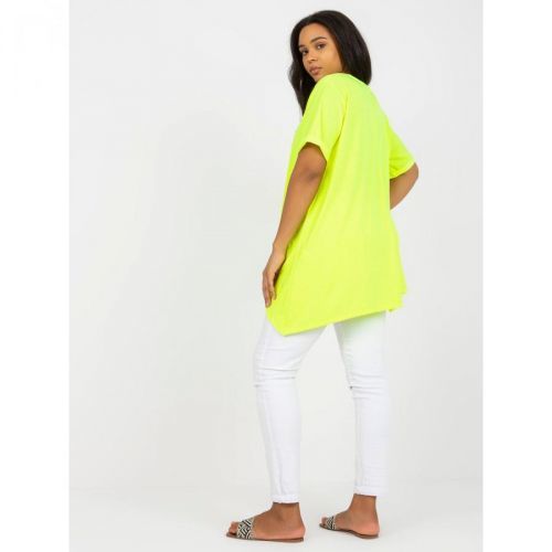 Fluo yellow viscose plus size tunic with short sleeves