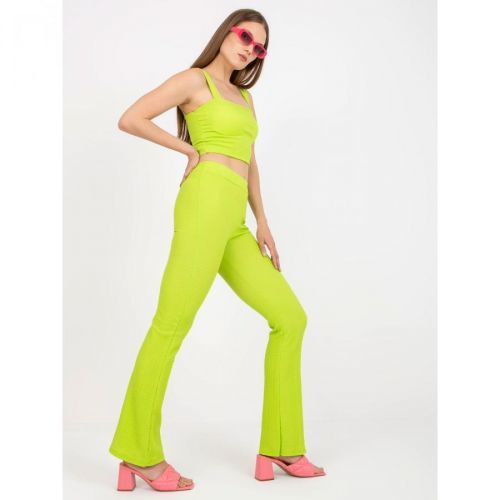 Lime casual set with high-waisted trousers