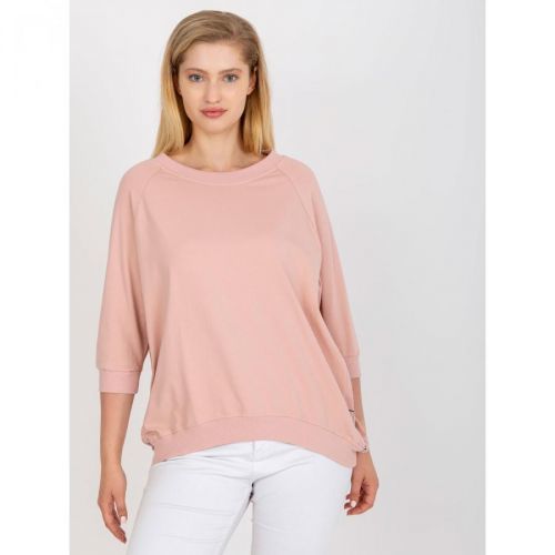 Dusty pink plus size blouse with a round neckline