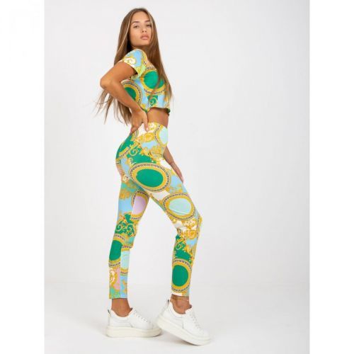 Green fitted casual set with leggings
