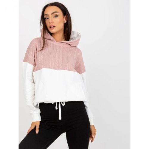 RUE PARIS pink and white hoodie with welt