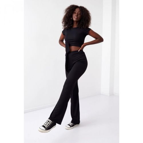 Striped women's blouse and pants black