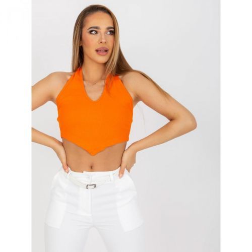 Orange basic crop top made of RUE PARIS ribbed cotton