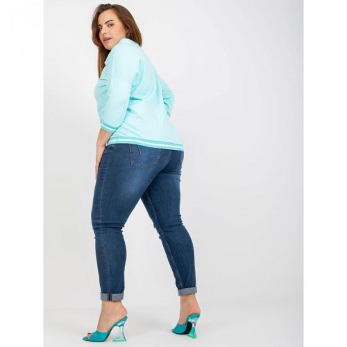 Mint cotton plus size blouse with an applique