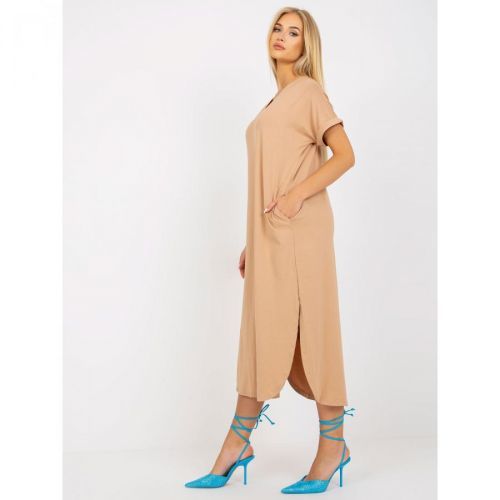 Camel oversize dress with short sleeves OH BELLA