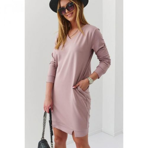 Plain bauble dress with cappuccino pockets