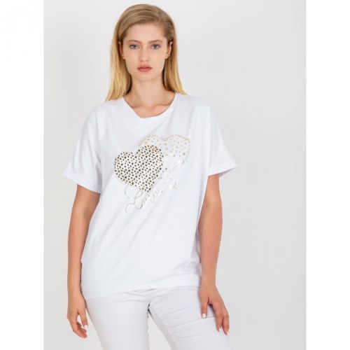 White loose plus size t-shirt with print