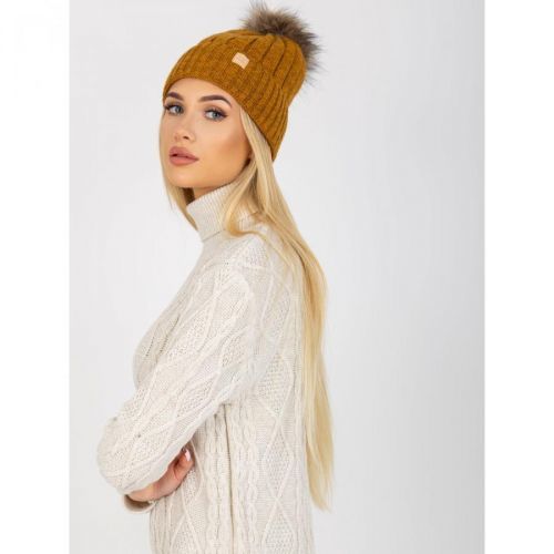 Mustard winter hat with pompom RUE PARIS