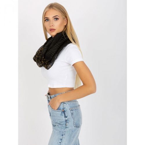Black and khaki scarf with a motif