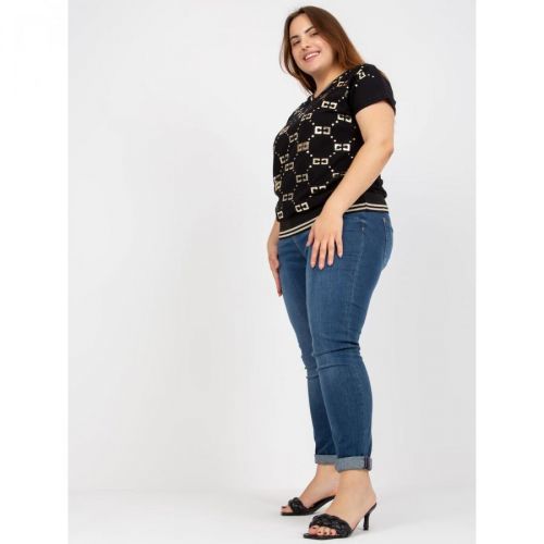 Black plus size blouse with a V-neckline