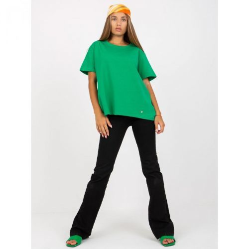 Basic green asymmetric cotton t-shirt