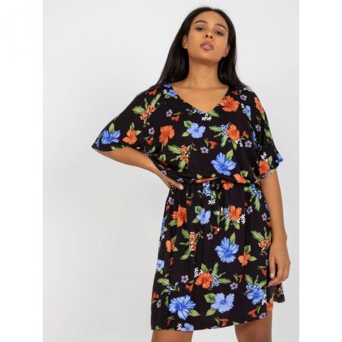 Plus size black and blue viscose mini dress