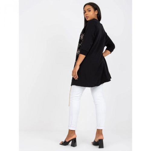 Black plus size blouse with longer back