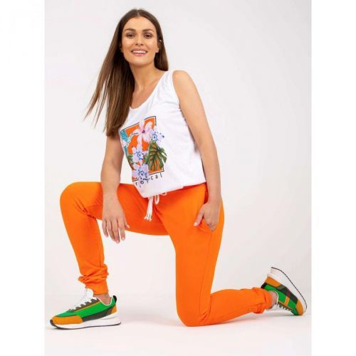 White and orange two-piece summer set with a top