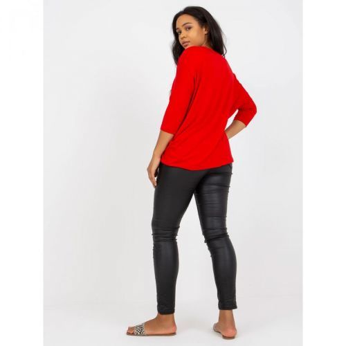 Plain red plus size cotton blouse