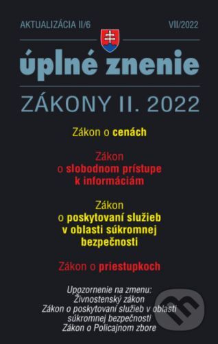 Aktualizácia II/6 / 2022 - Sloboda informácii, Zákon o cenách - Poradca s.r.o.