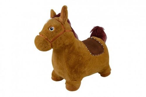 Hopsadlo kůň plyš hnědý výška sedla 23cm na baterie se zvukem v krabici 35x22x13cm 12m+