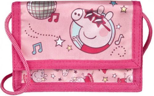 Dětská peněženka překlápěcí prasátko Peppa Pig na suchý zip se šňůrkou