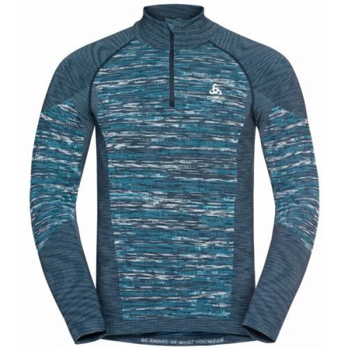 Odlo BL TOP HALF ZIP BLACKCOMB ECO Pánské funkční triko, modrá, velikost XL