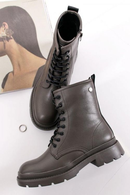 Tmavě zelené kotníkové šněrovací boty 140206