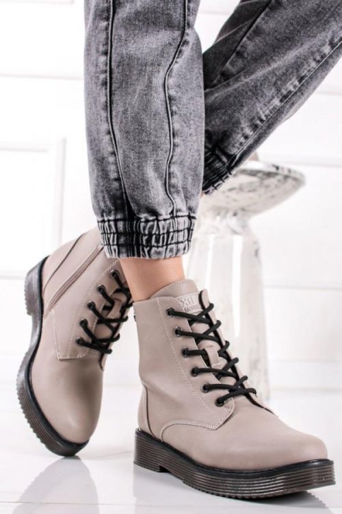 Světle hnědé kotníkové šněrovací boty 130119
